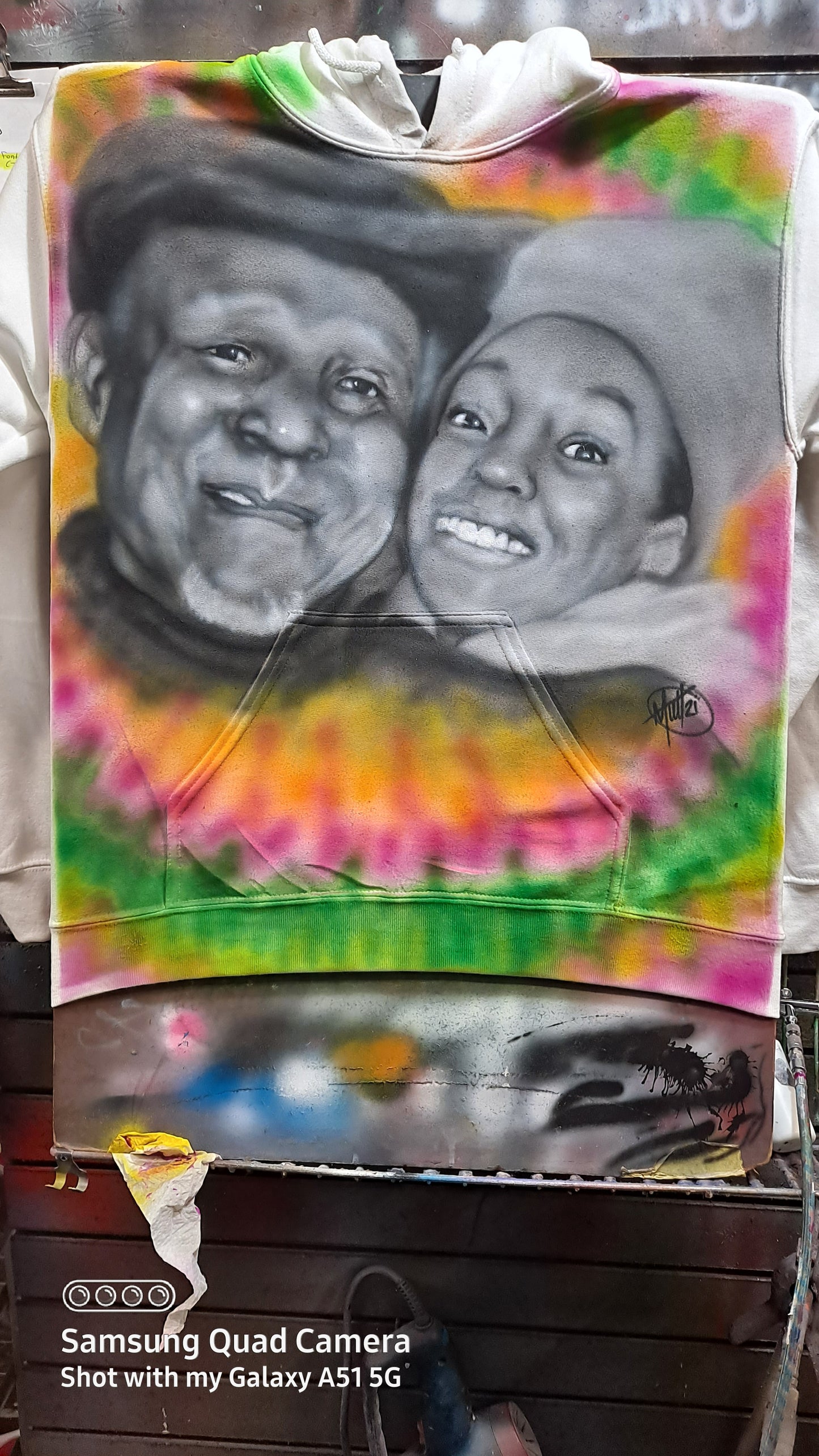 Double Fully Airbrushed Black and White Portrait